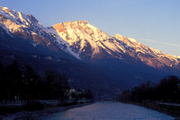 Sunset on Stubia Alps and Inn River, Innsbruck, Austria